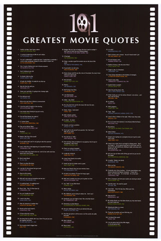 101 Greatest Movie Quotes Inspirational Posters - 24 x 36 - Style A