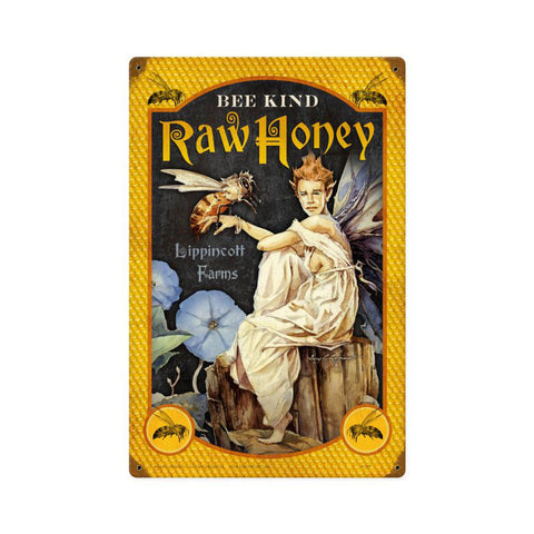 Bee Kind Honey Metal Sign Wall Decor 12 x 18
