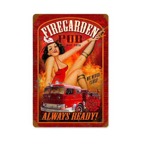 Fire Garden Metal Sign Wall Decor 18 x 12