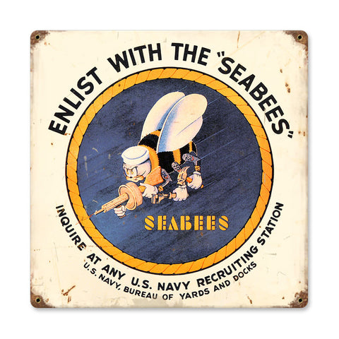 Seabees Metal Sign Wall Decor 12 x 12