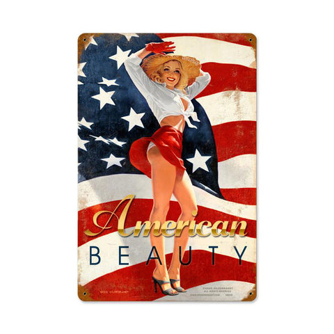 American Beauty Metal Sign Wall Decor 12 x 18