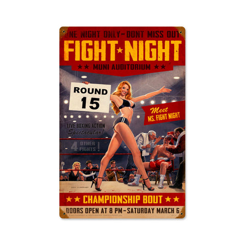 Fight Night Metal Sign Wall Decor 12 x 18