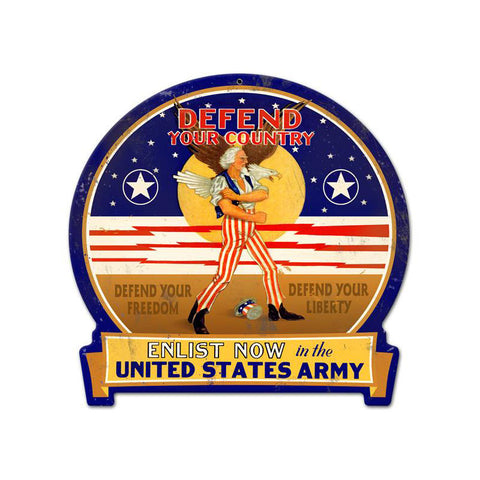 Defend Your Country Metal Sign Wall Decor 16 x 15