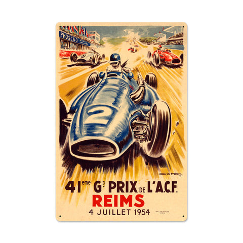 Reims Grand Prix Metal Sign Wall Decor 24 x 16