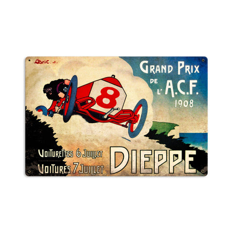 Dieppe Grand Prix Metal Sign Wall Decor 18 x 12