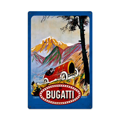 Bugatti Red Metal Sign Wall Decor 16 x 24