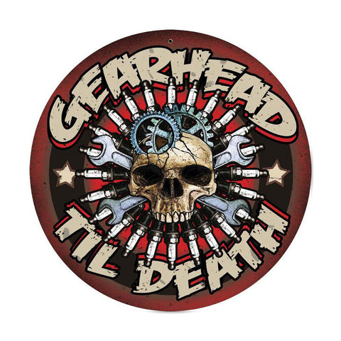 Gearhead Metal Sign Wall Decor 14 x 14