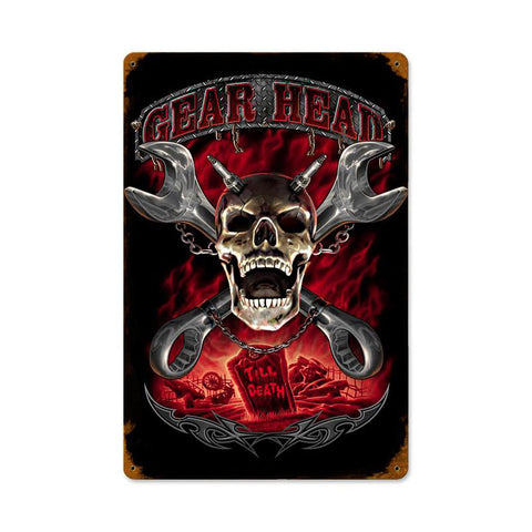 Gearhead Metal Sign Wall Decor 12 x 18
