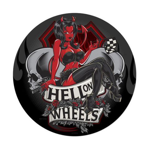 Hell on Wheels Metal Sign Wall Decor 14 x 14