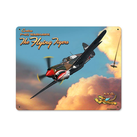 Flying Tiger Metal Sign Wall Decor 15 x 12