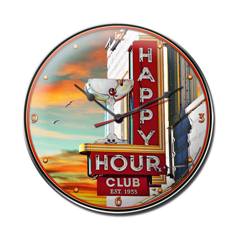 Happy Hour Metal Sign Wall Decor 14 x 14