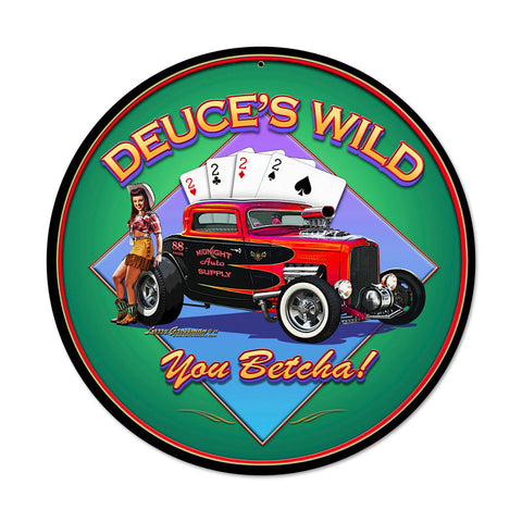 Deuces Wild II Metal Sign Wall Decor 14 x 14