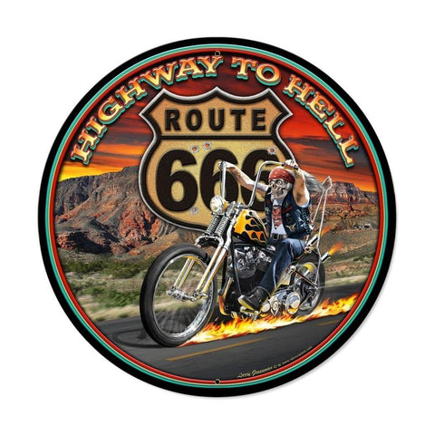 Highway to Hell Metal Sign Wall Decor 28 x 28