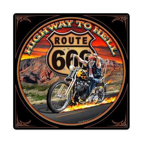 Highway To Hell Metal Sign Wall Decor 12 x 12