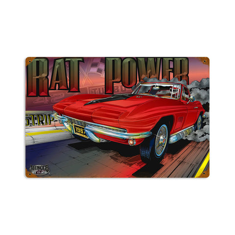Rat Power Metal Sign Wall Decor 18 x 12