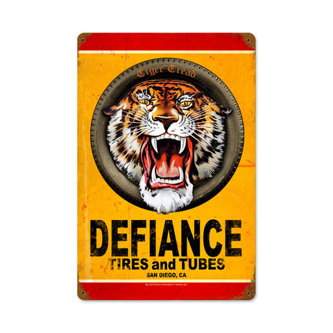 Defiance Tires Metal Sign Wall Decor 12 x 18