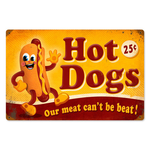 Hot Dogs Metal Sign Wall Decor 18 x 12