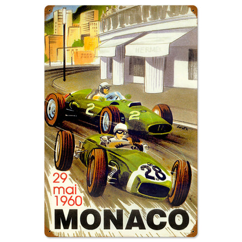 Monaco Races Metal Sign Wall Decor 16 x 24