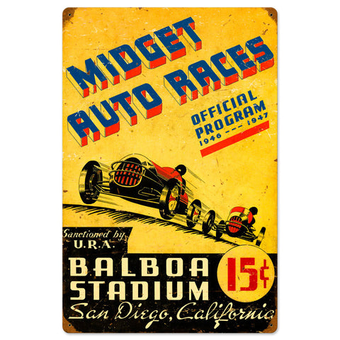 San Diego Midget Races Metal Sign Wall Decor 16 x 24