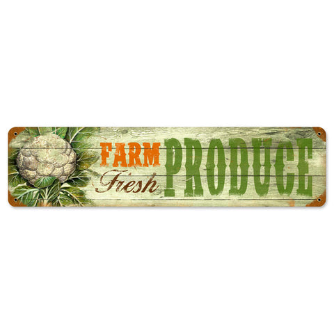 Fresh Produce Metal Sign Wall Decor 20 x 5