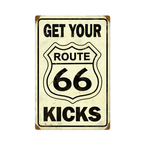 Route 66 Get Your Kicks Metal Sign Wall Decor 12 x 18