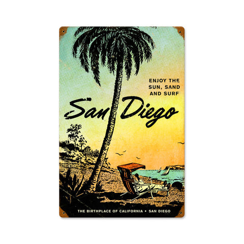 San Diego Metal Sign Wall Decor 12 x 18