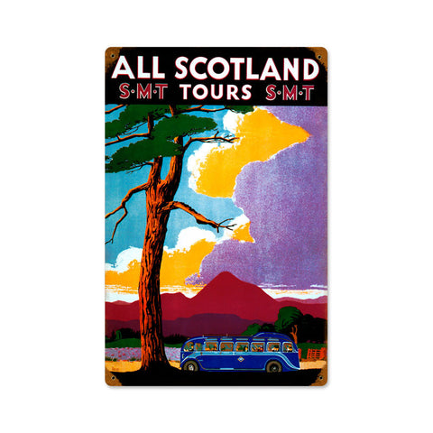 Scotland Tours Metal Sign Wall Decor 12 x 18