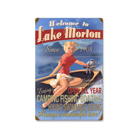 Welcome to Lake Metal Sign Wall Decor 16 x 24