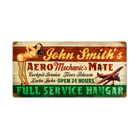 Aero Mechanics Mate Metal Sign Wall Decor 24 x 14