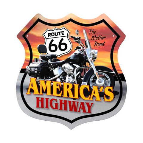 Route 66 Motorcycle Metal Sign Wall Decor 15 x 15