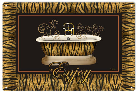 Vintage Leopard Enjoy Bathtub Sign