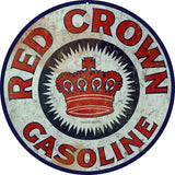 Vintage Red Crown Gasoline Sign 14 Round