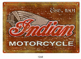 Classic Indian Motorcycle Sign 8x12