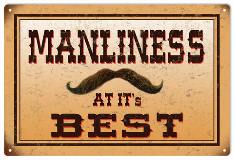 Vintage Manliness Mustache Barber Sign