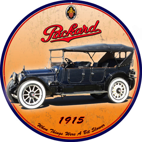 Vintage Packard 1915 Automobile Sign 14 Round