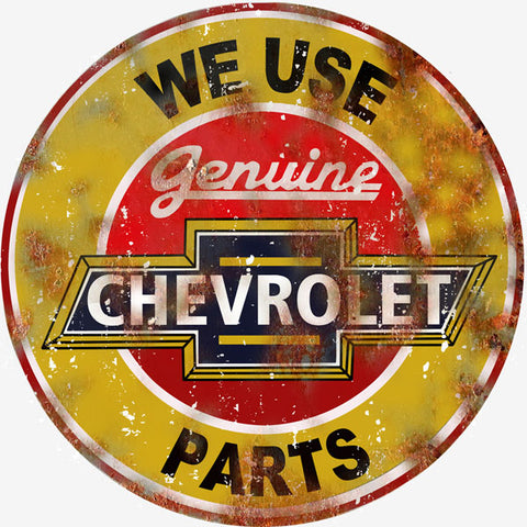 Vintage Chevrolet Parts Sign 14 Round