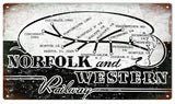 Vintage Norfolk And Western Railway Sign 8x14