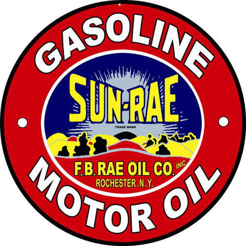 Sun Rae Gasoline Sign 14 Round