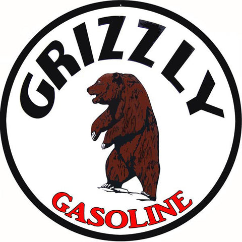 Grizzly Gasoline Sign 18 Round