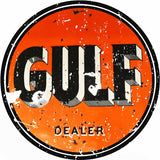Vintage Gulf Gasoline Sign 18 Round