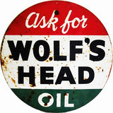 Vintage Wolfs Head Sign 14 Round