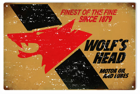 Vintage Wolfs Head Motor Oil Metal Sign