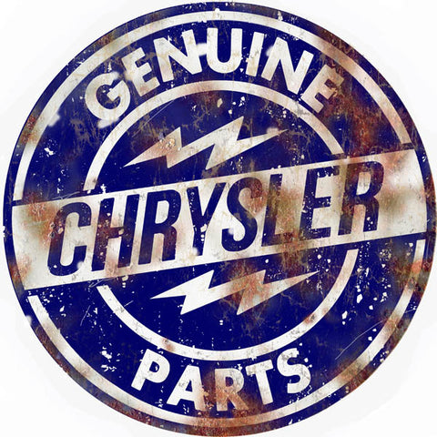 Vintage Chrysler Parts Sign 14 Round
