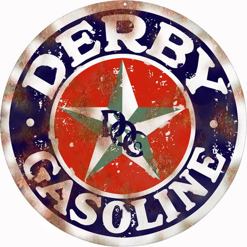 Vintage Derby Gasoline Sign 14 Round