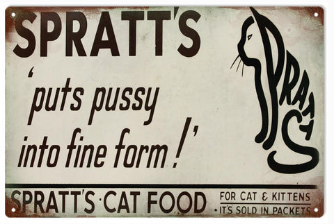 Vintage Spratts Cat Food Sign