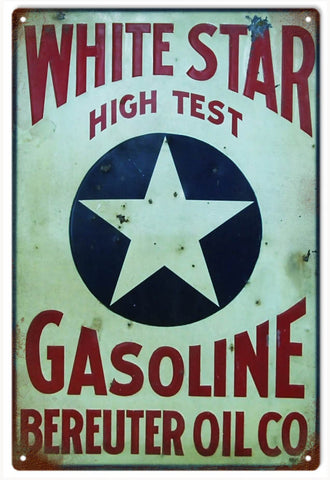 Vintage White Star Gasoline Metal Sign