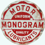 Vintage Motor Monogram Lubricant Sign 14 Round