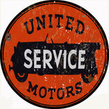 Vintage United Services Motor Sign 14 Round