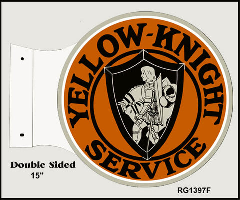 Yellow Knight Service Flange Metal Sign