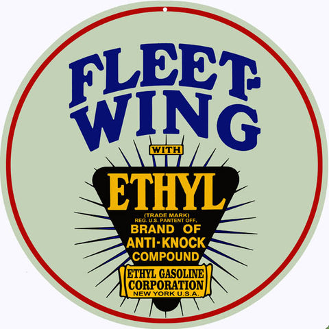 Fleet Wing Gasoline Sign 14 Round